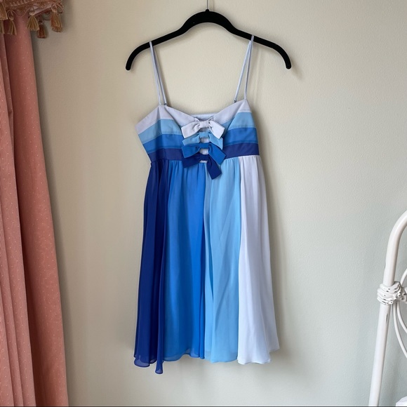 Betsey Johnson Four Shades of Blue Chiffon Mini Dress | Size 2 - Picture 7 of 14